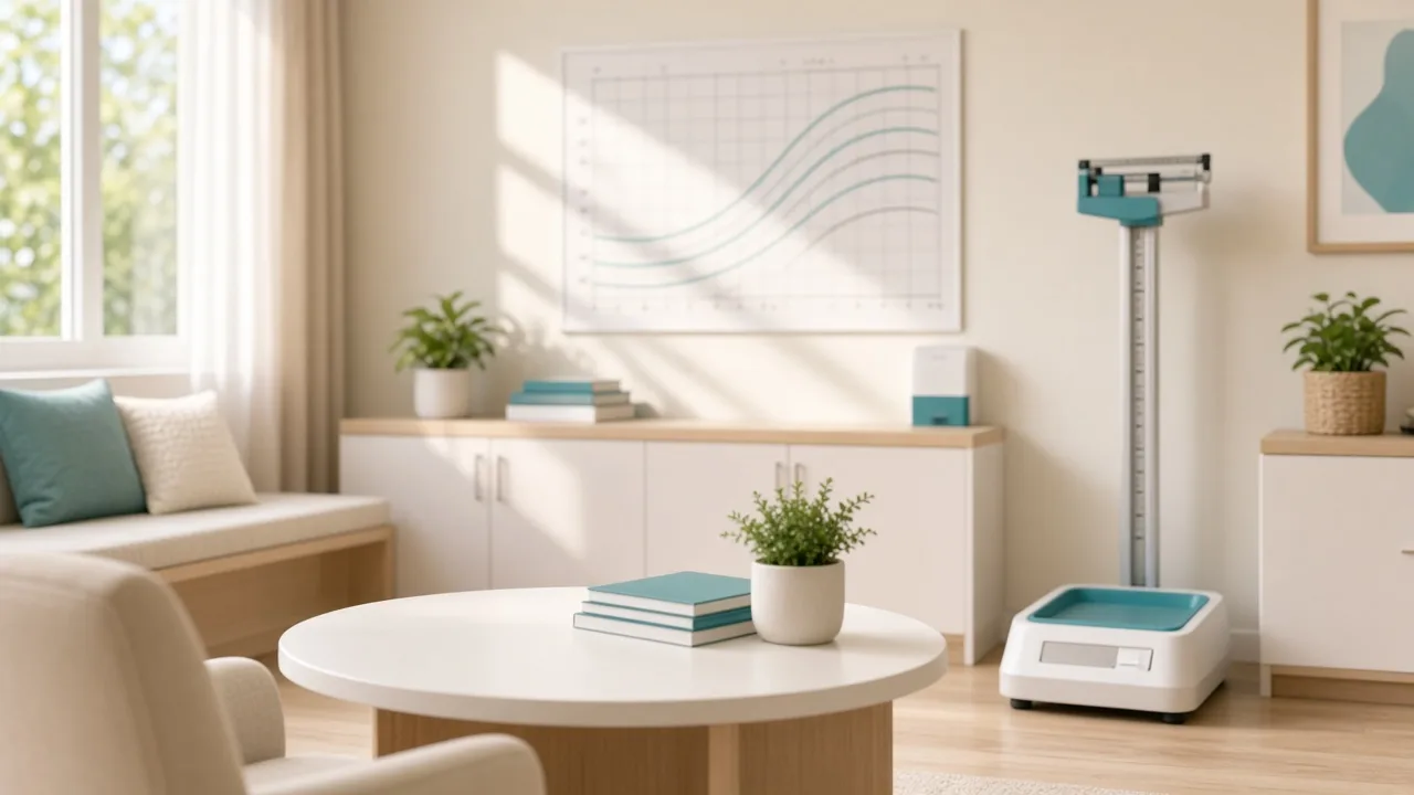 Paediatric consultation room at Tiny Totz Kids Clinic in Puppalguda, Hyderabad