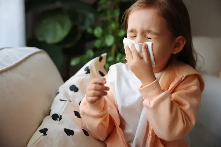 Young child with allergy symptoms during paediatric allergy and asthma care at Tiny Totz Kids Clinic in Puppalguda, Hyderabad